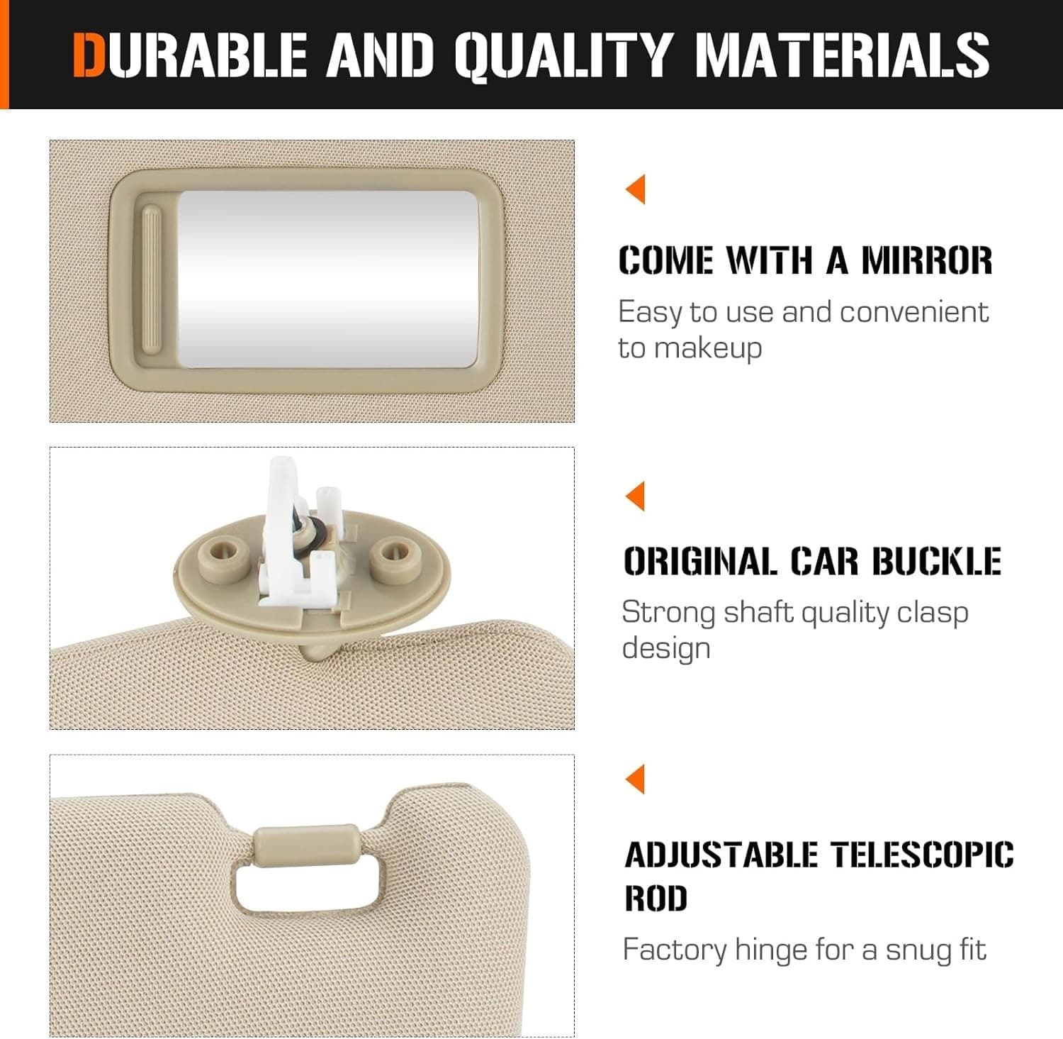 Right Passenger Side Sun Visor for 2010-2023 Toyota 4Runner Beige Sunvisor Re 2