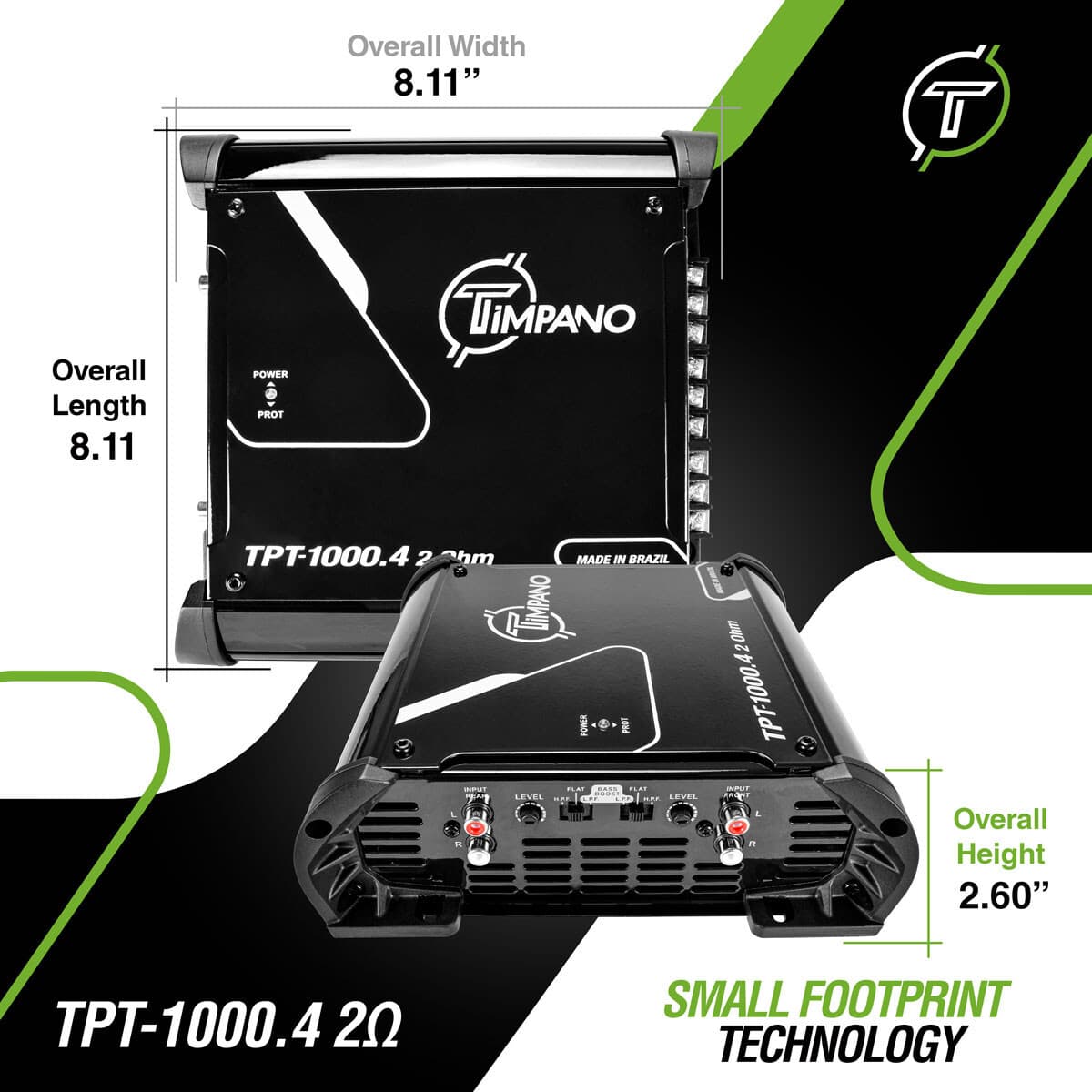 Timpano TPT-1000.4 Amplifier 2 Ohms Compact 4 Channel Full Range Digital Amp  4