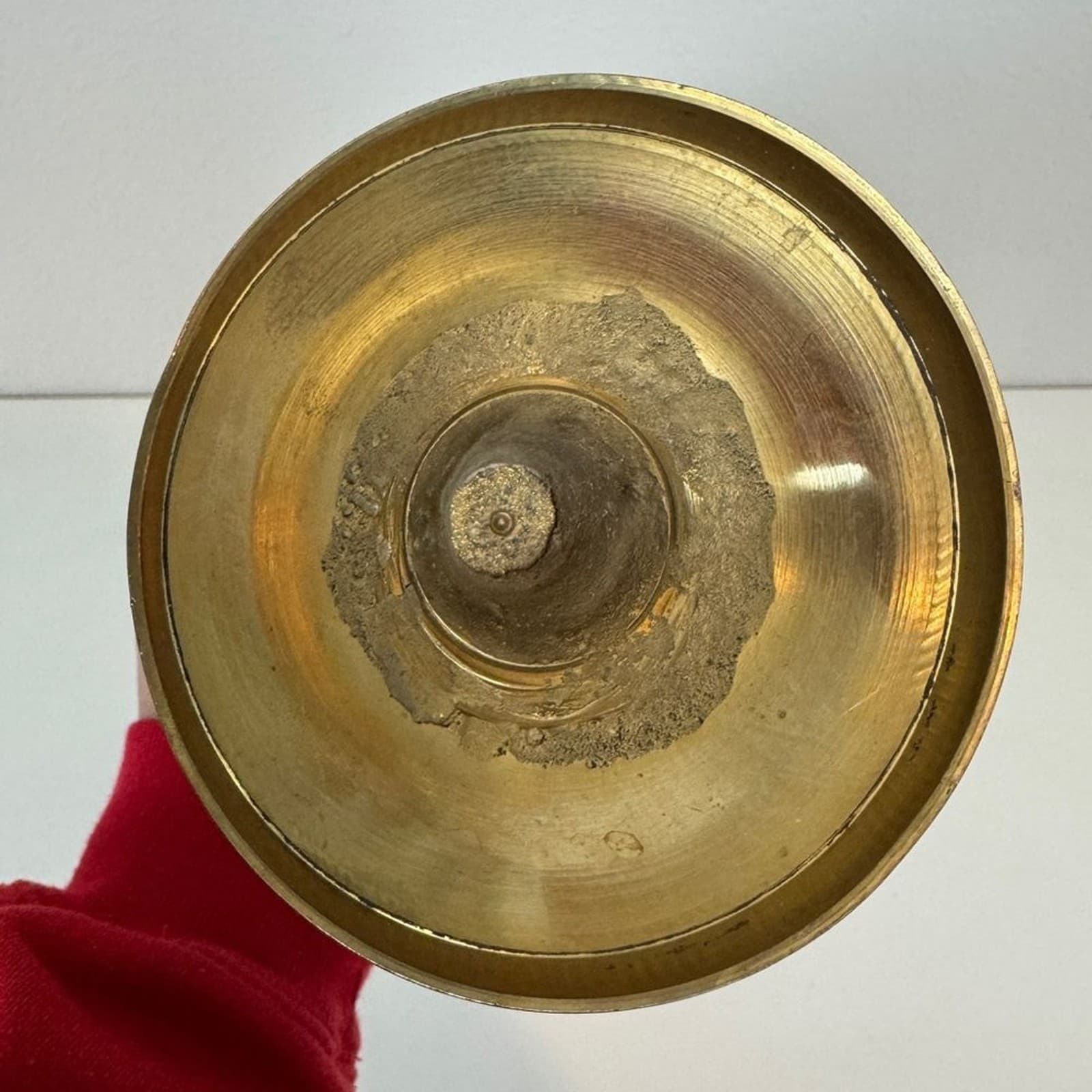 Vintage Enameled Fluted Brass Vase India 12 inch 5