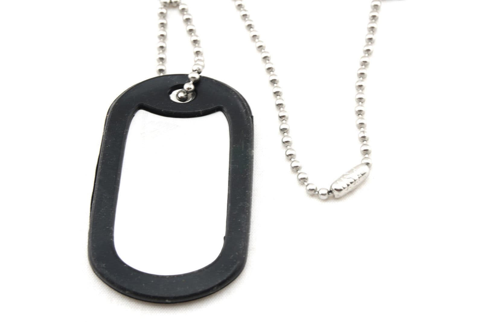 100 Stainless Steel Military Army Dog Tags + 30" Ball Chains + Black Silencers 3