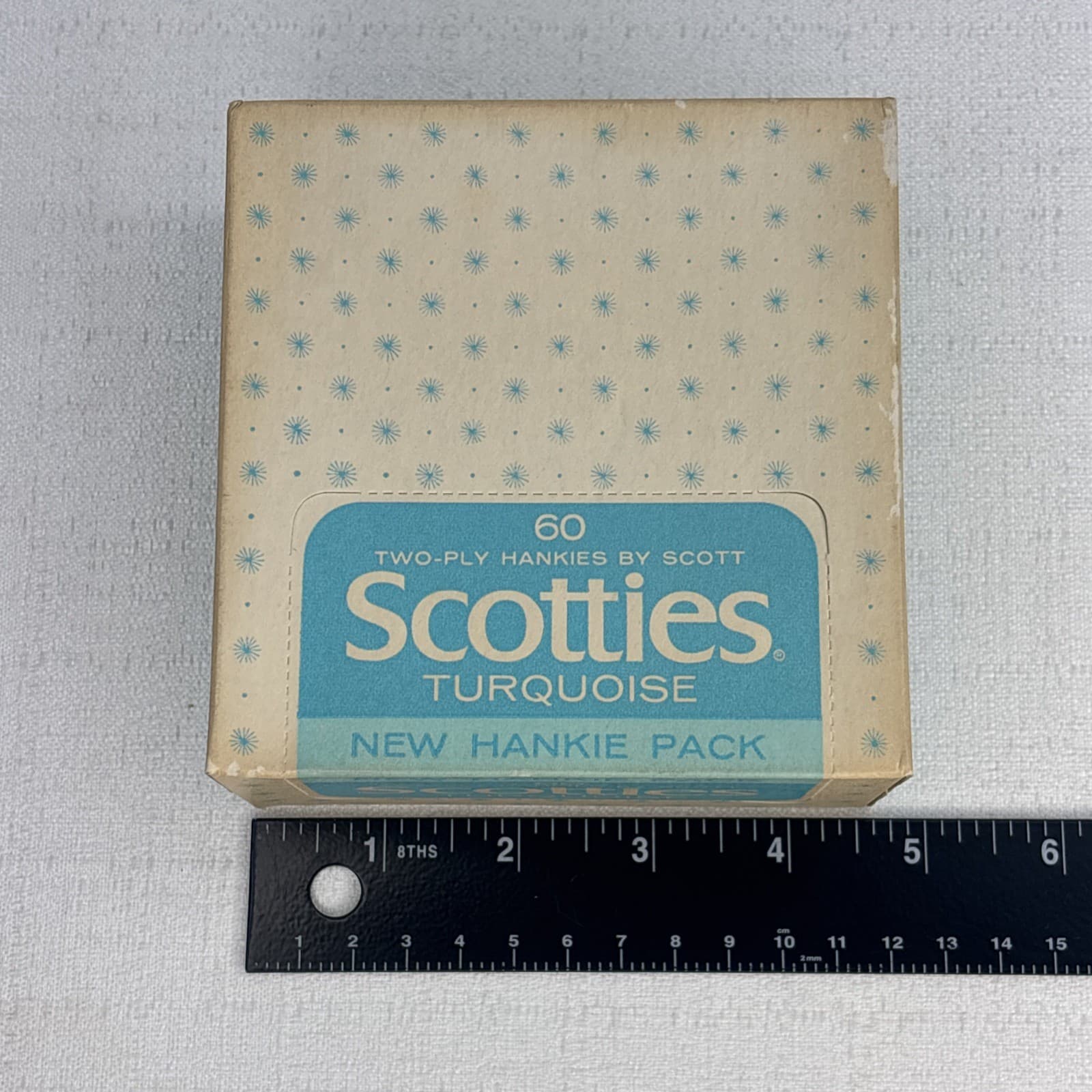 Vintage Scotties Turquoise Hankies Facial Tissues NOS 1961 60 Qty Two-Ply 4
