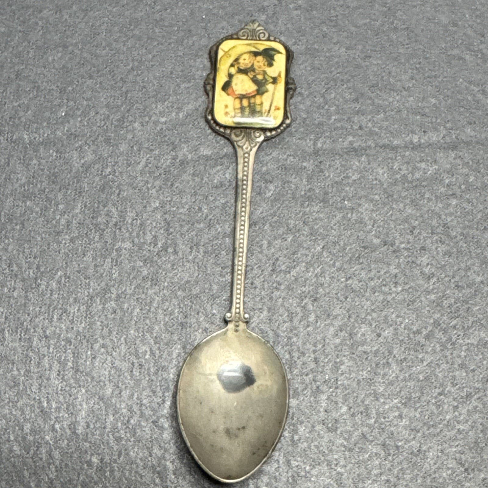 Hummel Silver Plate Spoon 1st Edition 1980 Vintage Germany Boy Girl Umbrella 2