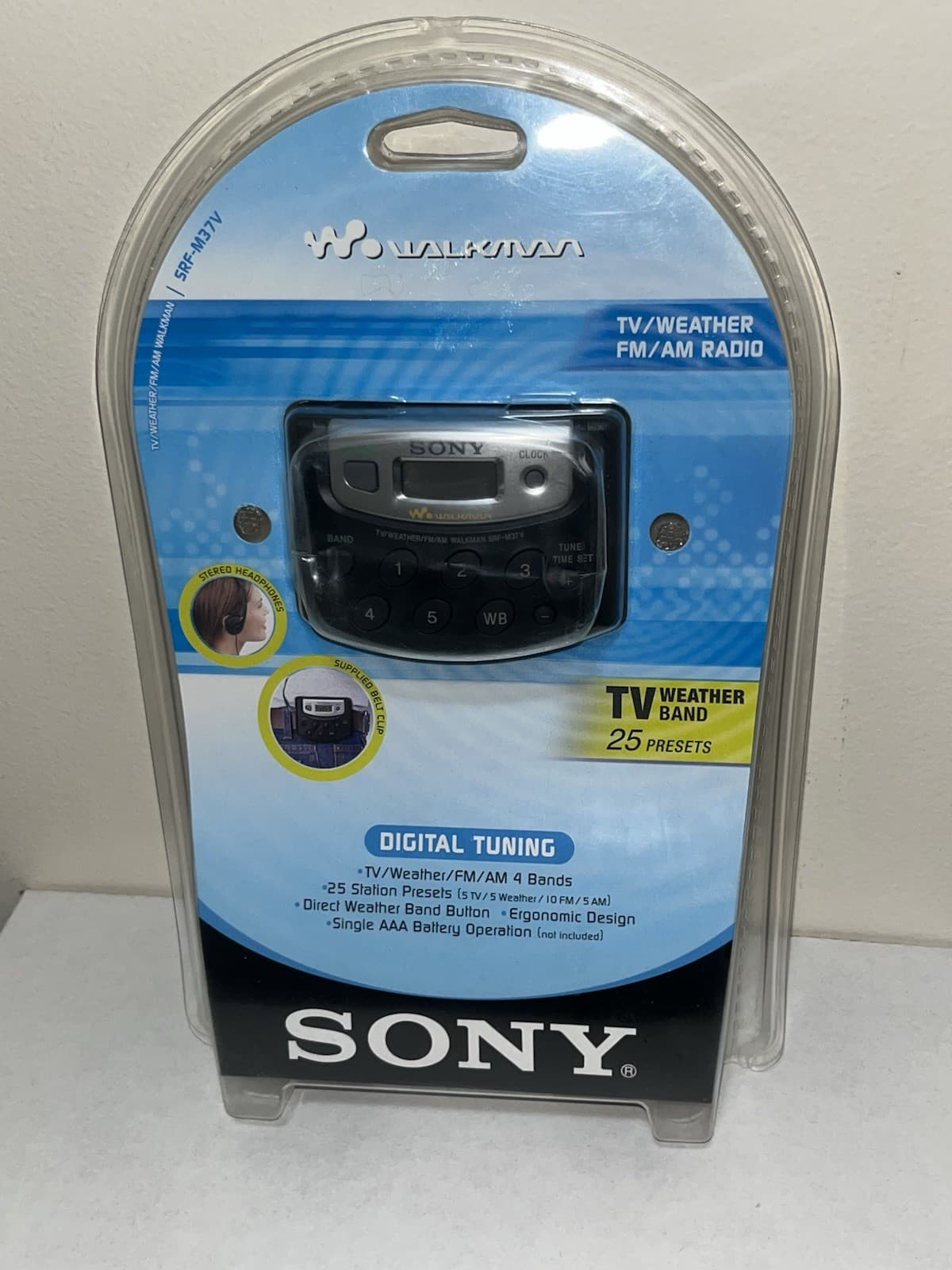 Sony SRF-M37V Walkman AM/FM Radio TV/Weather Digital Music 25 Presets NEW SEALED