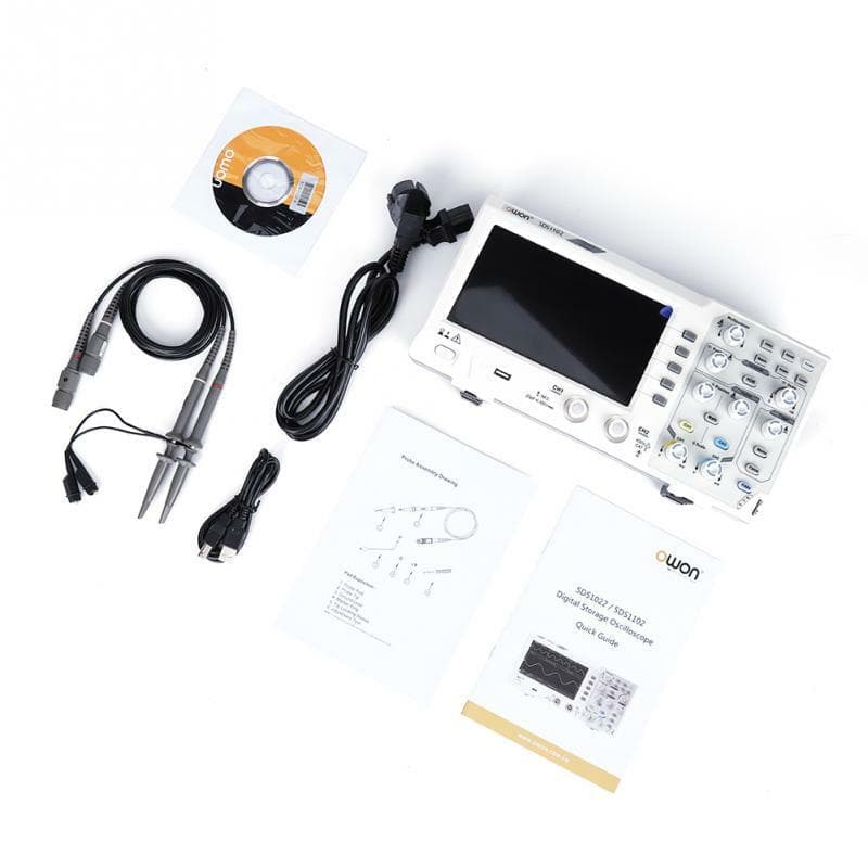  OWON Digital Storage Oscilloscope 2 Channels 100MHZ 1GS/s 10K USB LCD 5