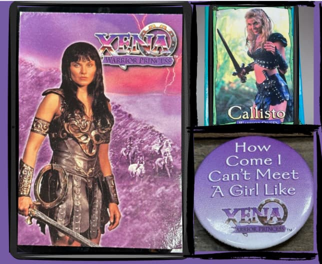 🗡️ Xena Warrior Princess Lot 1997–1998 | Trading Cards, Callisto Magnet & Pin