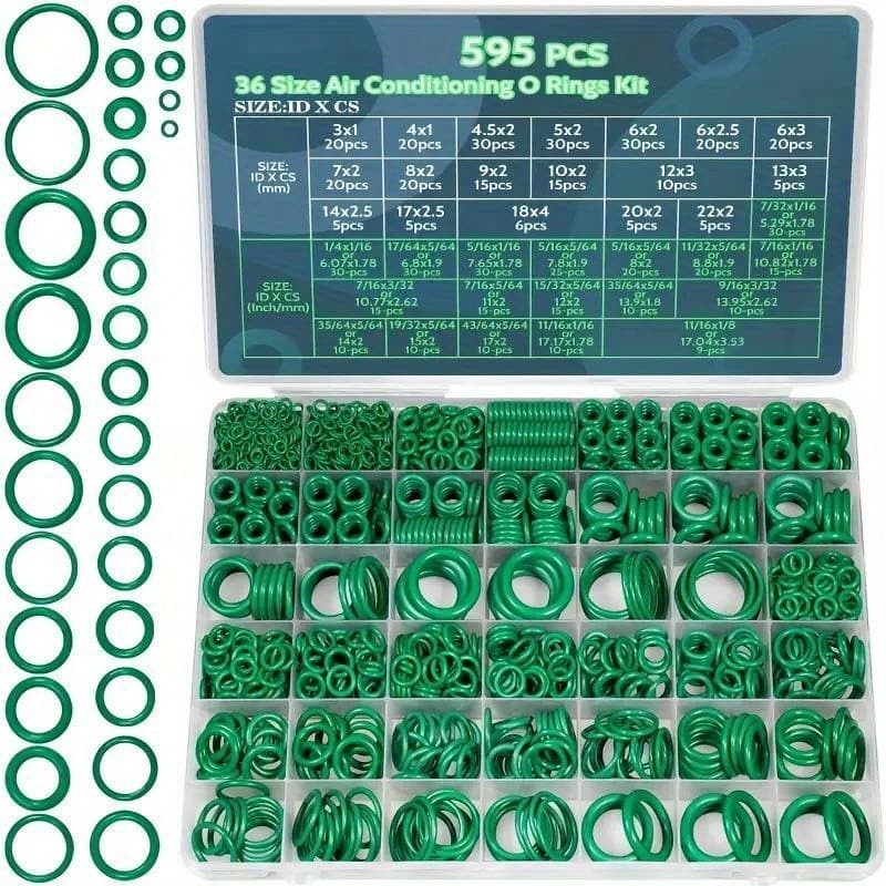 595 Pcs Metric and SAE Air Conditioning O-Ring Kit for Automotive A/C Compressor