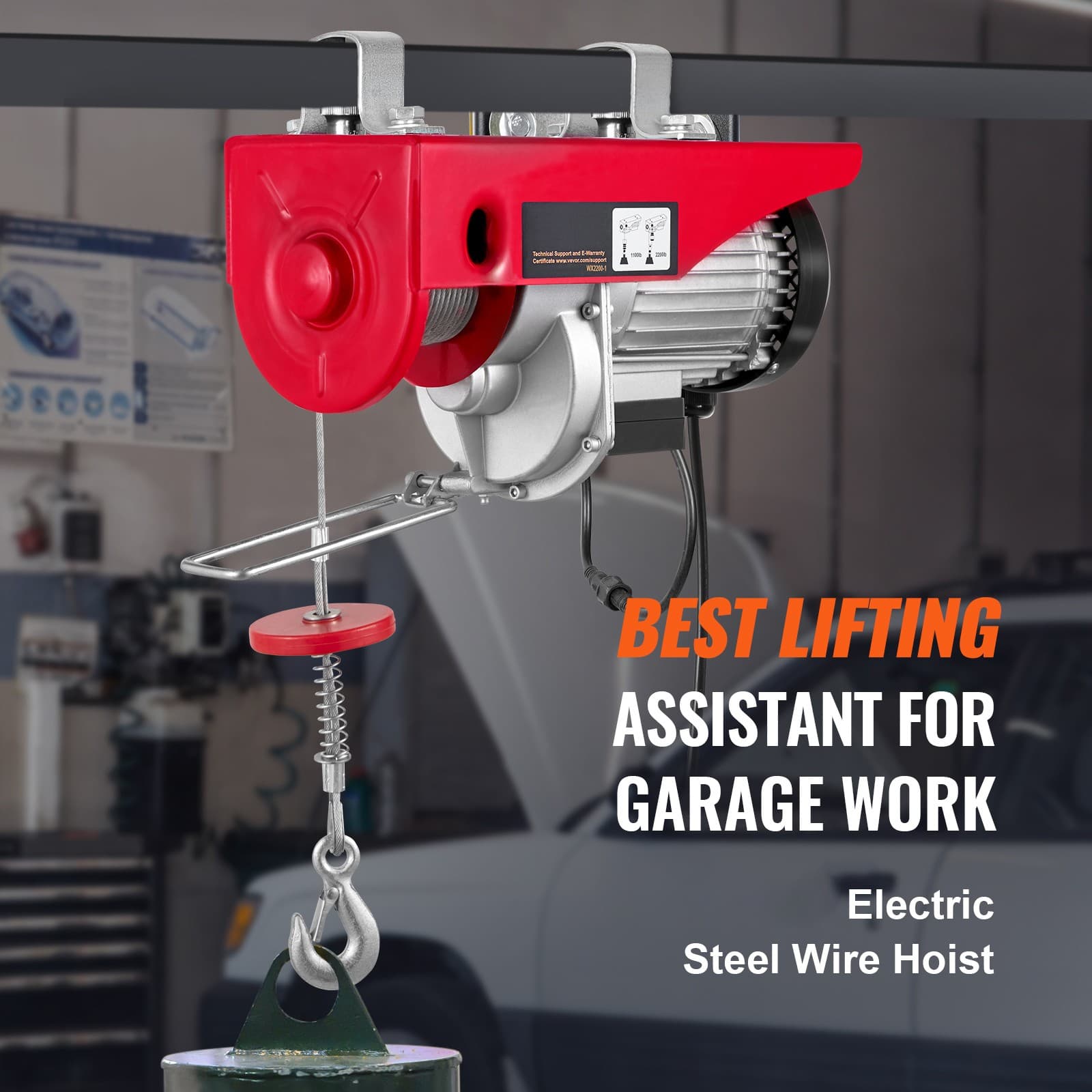 Uimoso Electric Hoist 2200lb Crane Winch with Wireless Remote Control 1600W 110V 2