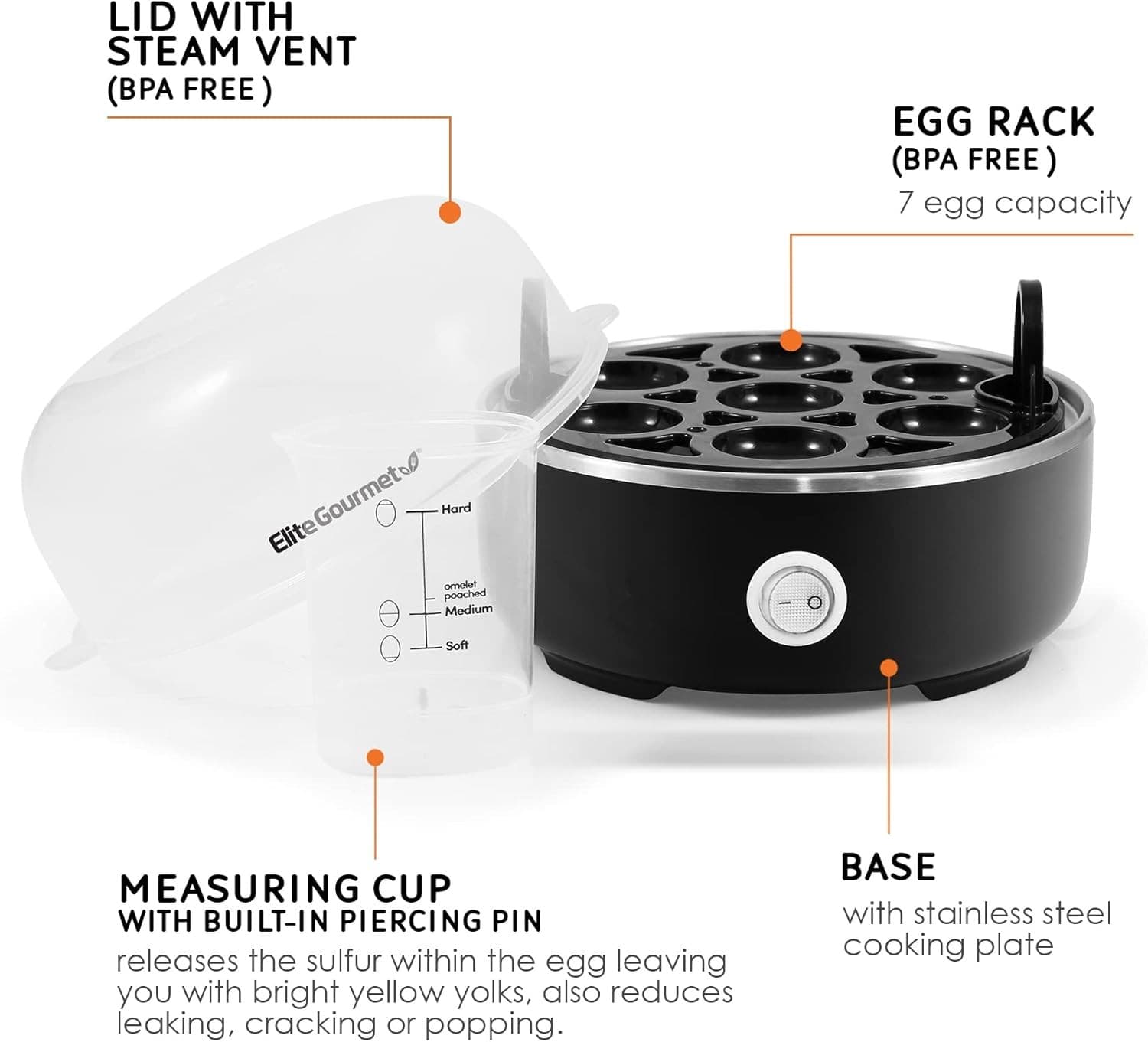 EGC115B Easy Egg Cooker Electric 7-Egg Capacity, Soft, Medium, Hard-Boiled Egg 2