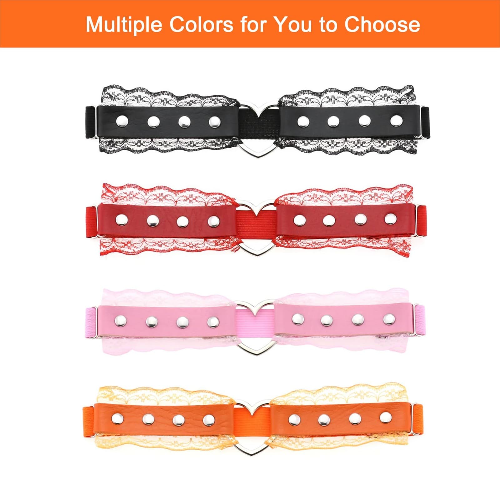 Adjustable Lace Heart-Shaped Thigh Garter 2 PCS Elastic Leg Garters for Women 6