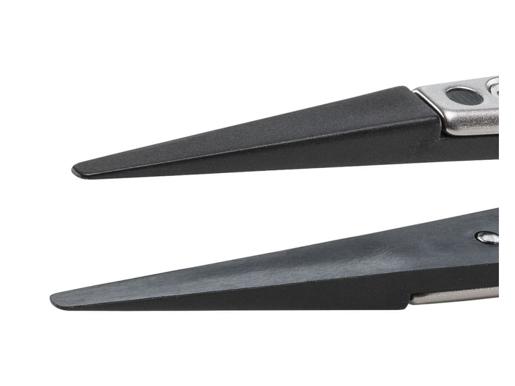 Ideal-Tek 2ACPR.SA.1 - Plastic Replaceable Tip Tweezers, Carbon PEEK, Round Tip, 2