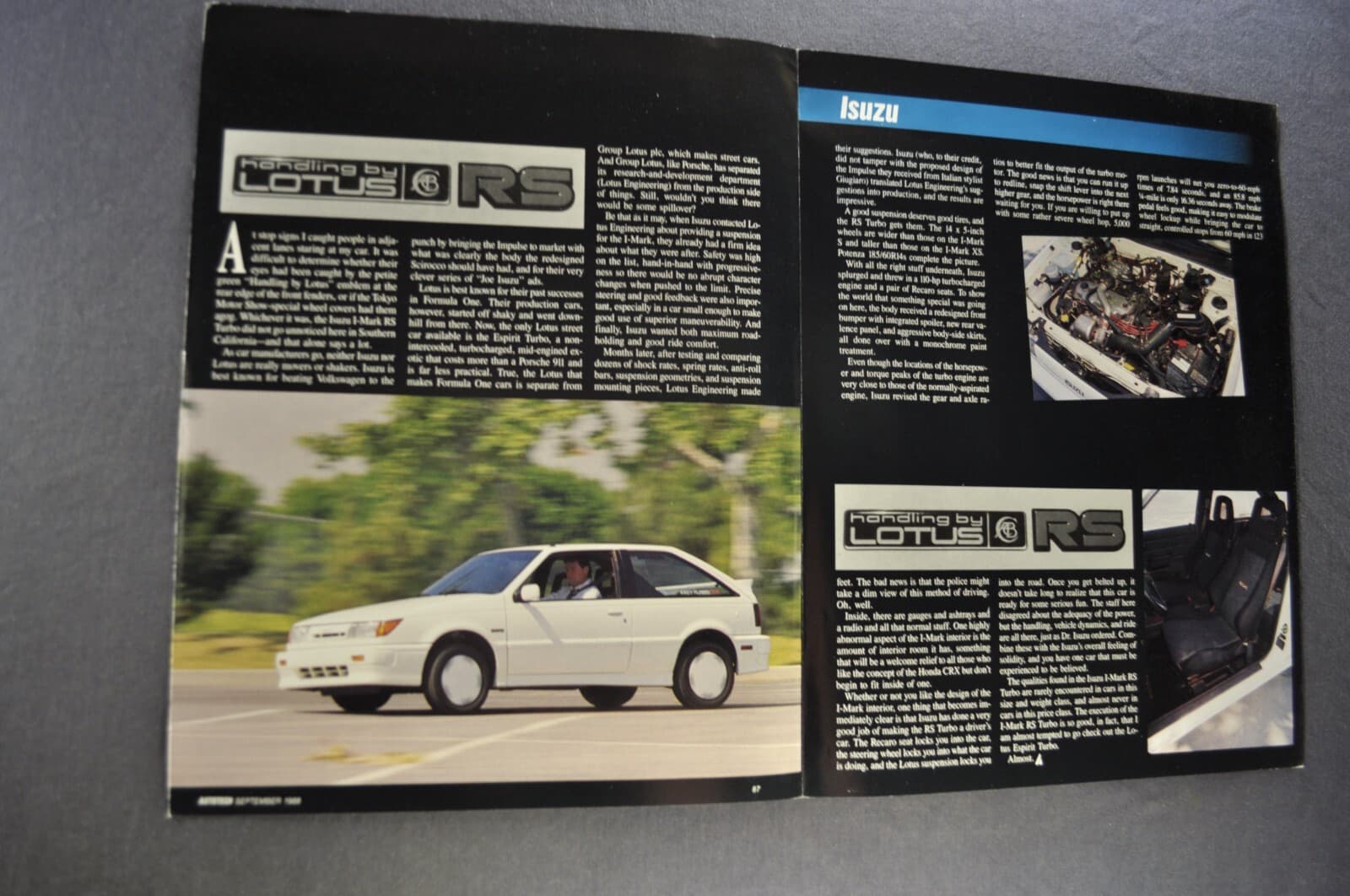 1988 1/2 Isuzu I-Mark RS Turbo Road Test Brochure Folder Excellent Original 2