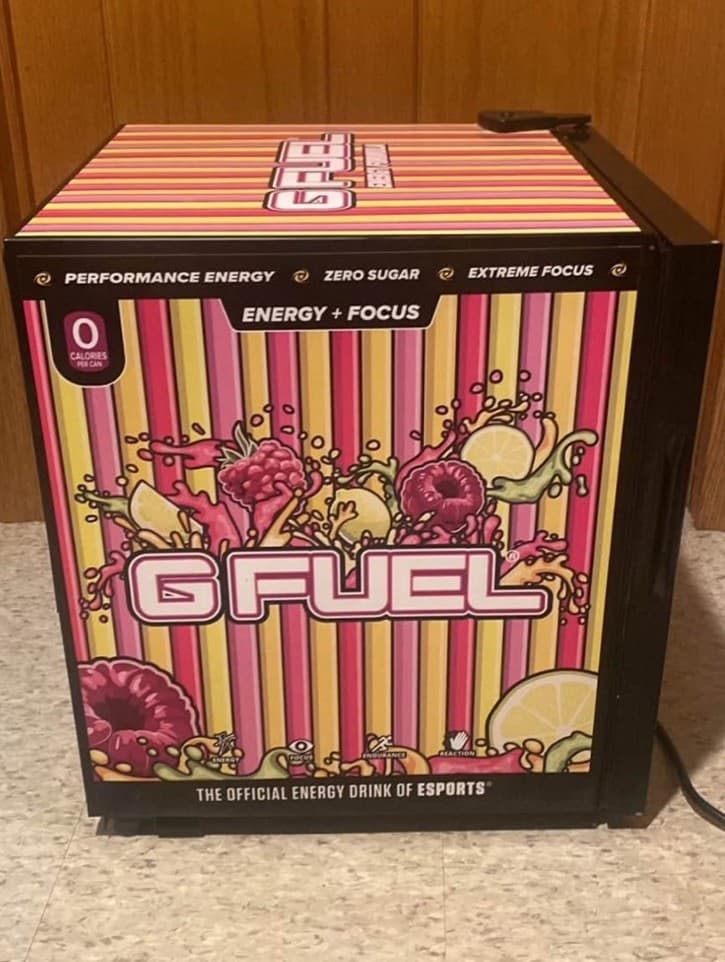 G Fuel Mini Fridge Countertop Cooler Hype Sauce Raspberry Lemonade 2