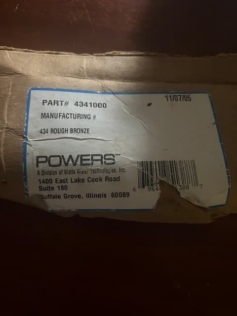 Powers 434-1000 Master Water Cold Hot Mixing Valve - 434 Rough Bronze Hydroguard 4