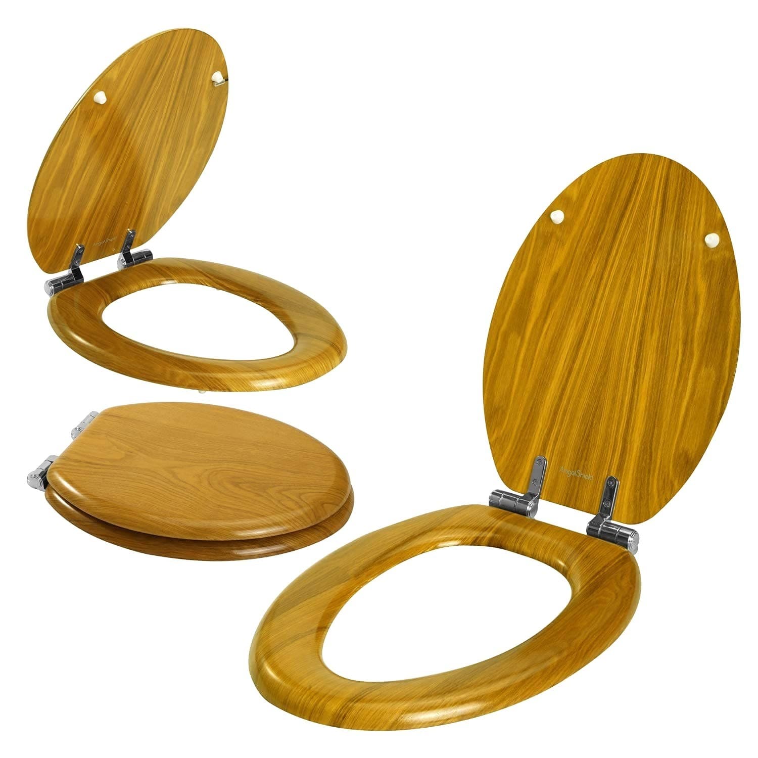 Angel Shield Wood Veneer Natural Toilet Seat with Quiet Close, Easy Clean, Qu... 6