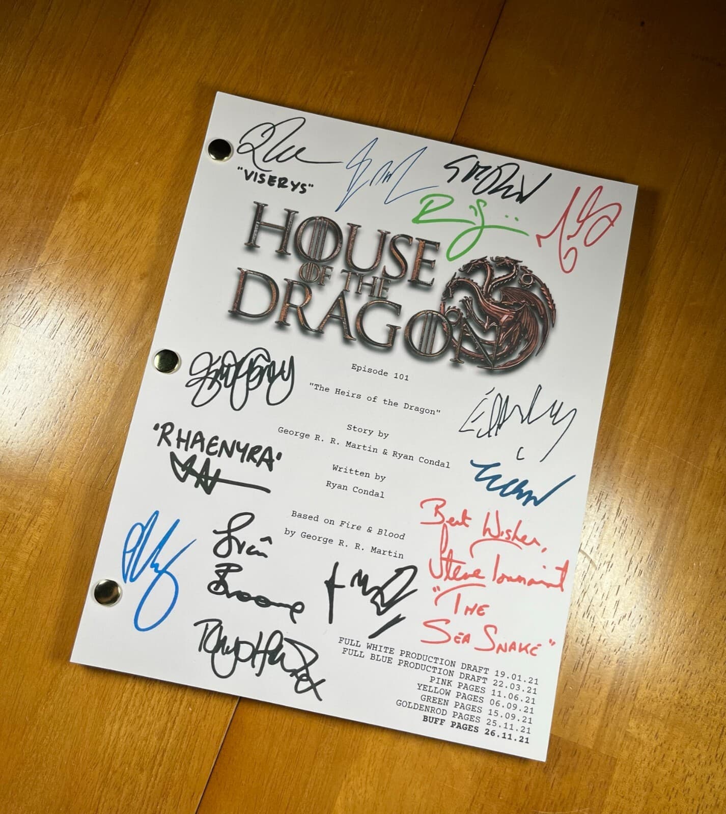 House of the Dragon Pilot Script Signed- Autograph Reprints- 76 Pages 2