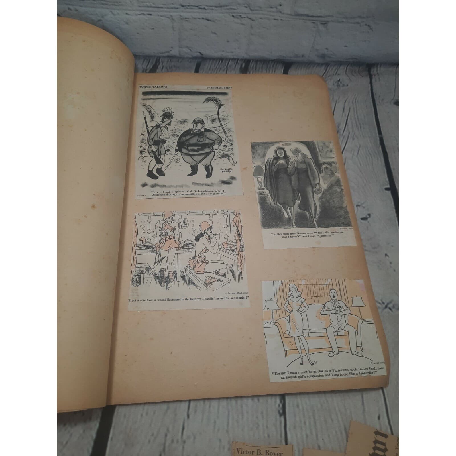 VTG 1940s Scrapbook Lot of 2 WWII Era – Comics, Jokes, Clippings – 1 Blank READ 6
