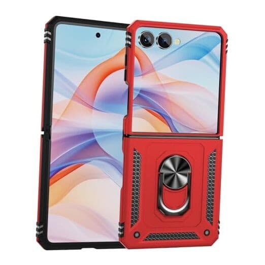  Compatible with Samsung Case with 360°Rotate Ring Magnetic Galaxy Z Flip 7 Red