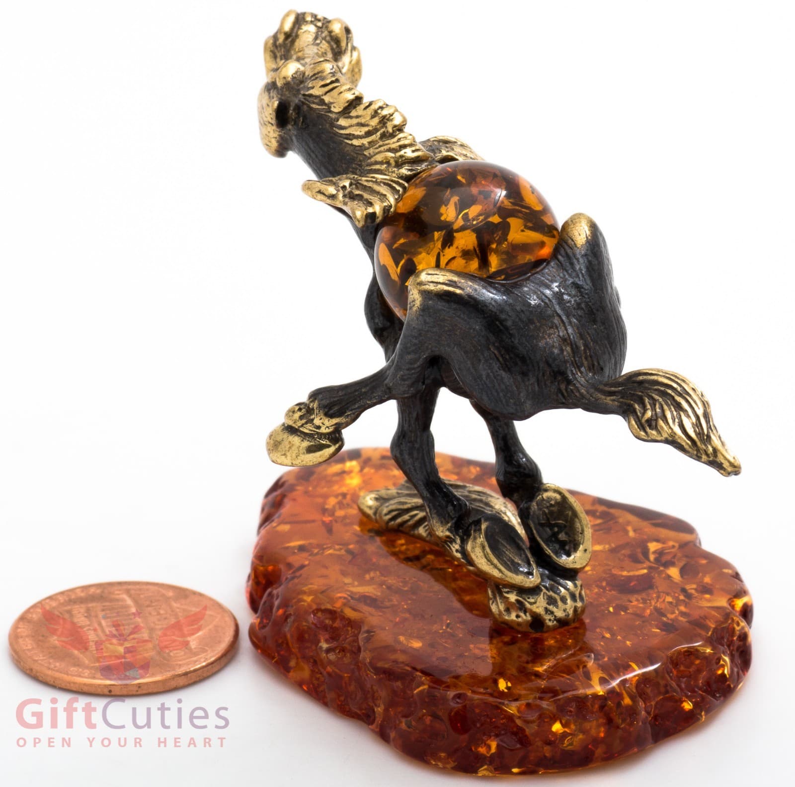  Solid Brass Amber Figurine of Pegasus Horse IronWork 6