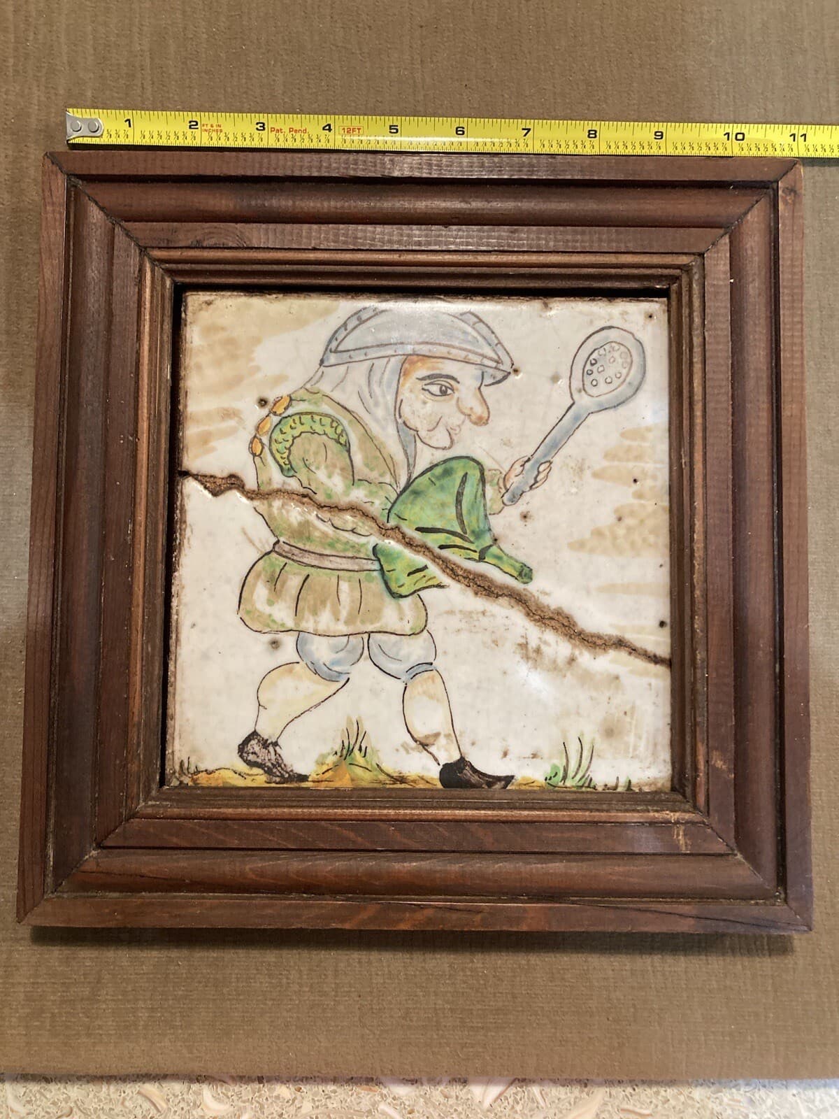 Antique Majolica Pottery Tile 16th 17th C. Grotesque Medieval Knight San Donato