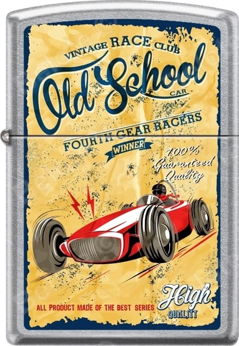 Zippo Old School 1940's Race Club 12 Lighter Set Vintage Poster Street Chrome 4