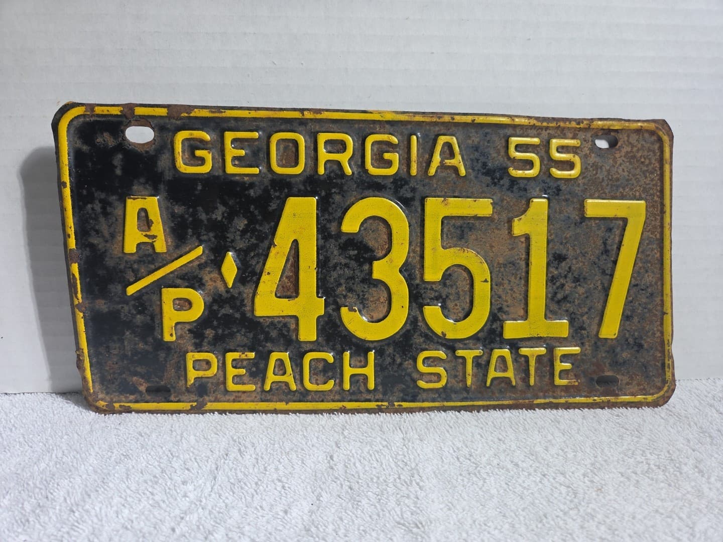 Vintage 1955 Georgia License Plate - Peach State