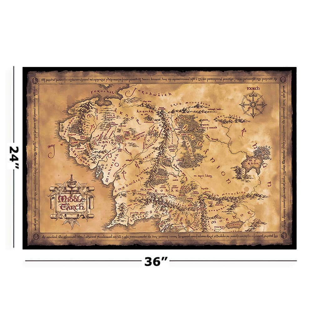The Lord Of The Rings / The Hobbit - Movie Poster (Dark Map Of Middle Earth) 2