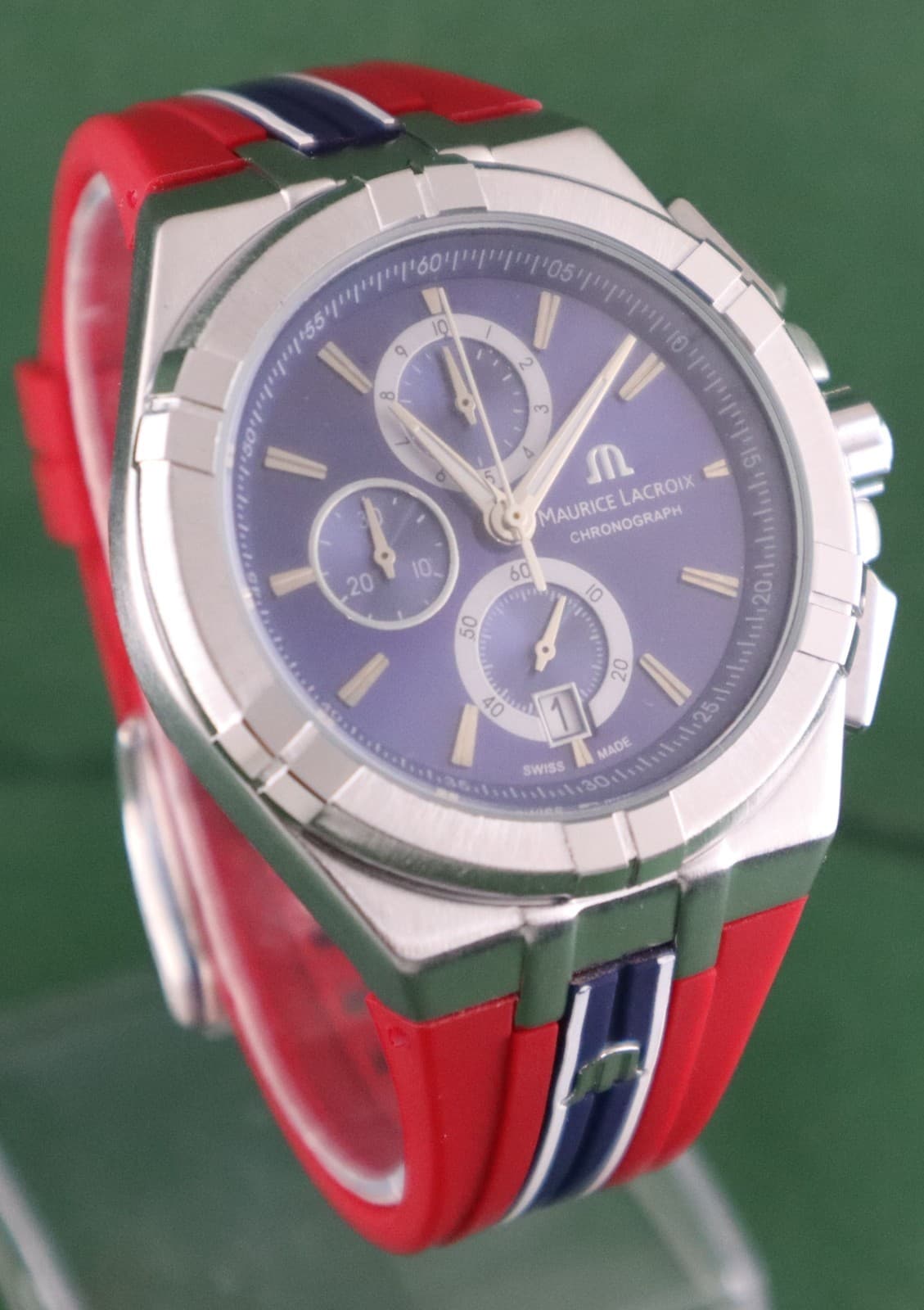 Luxury Maurice Lacroix Men Chronograph Blue Dial Date Wristwatch "Stay Punctual" 5