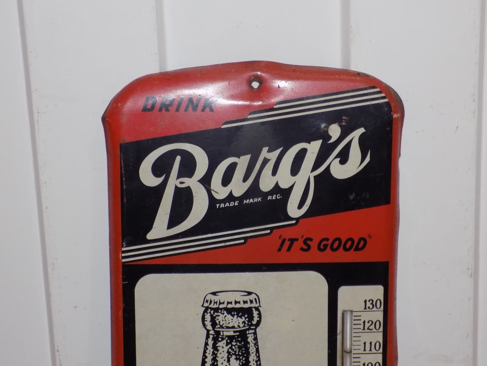 Vintage Drink Barq’s Root Beer Metal Thermometer, It Works!. 2