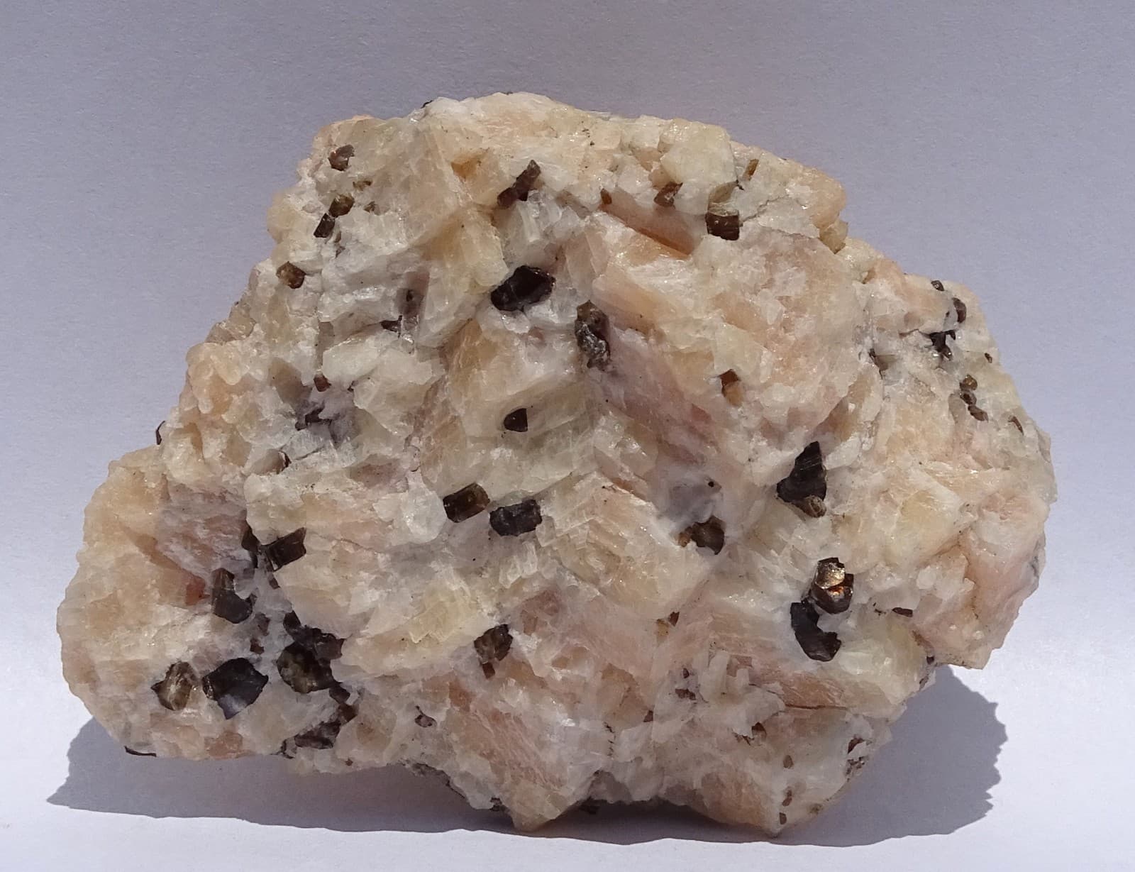 PHLOGOPITE Xls in Fluorescent CALCITE--Canadian All Metals mine, Ontario, Canada 2