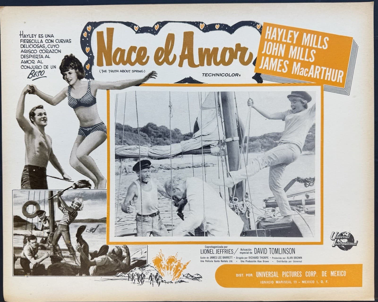 THE TRUTH ABOUT SPRING Hayley Mills John Mills MEXICAN LOBBY CARD SET 1965 3