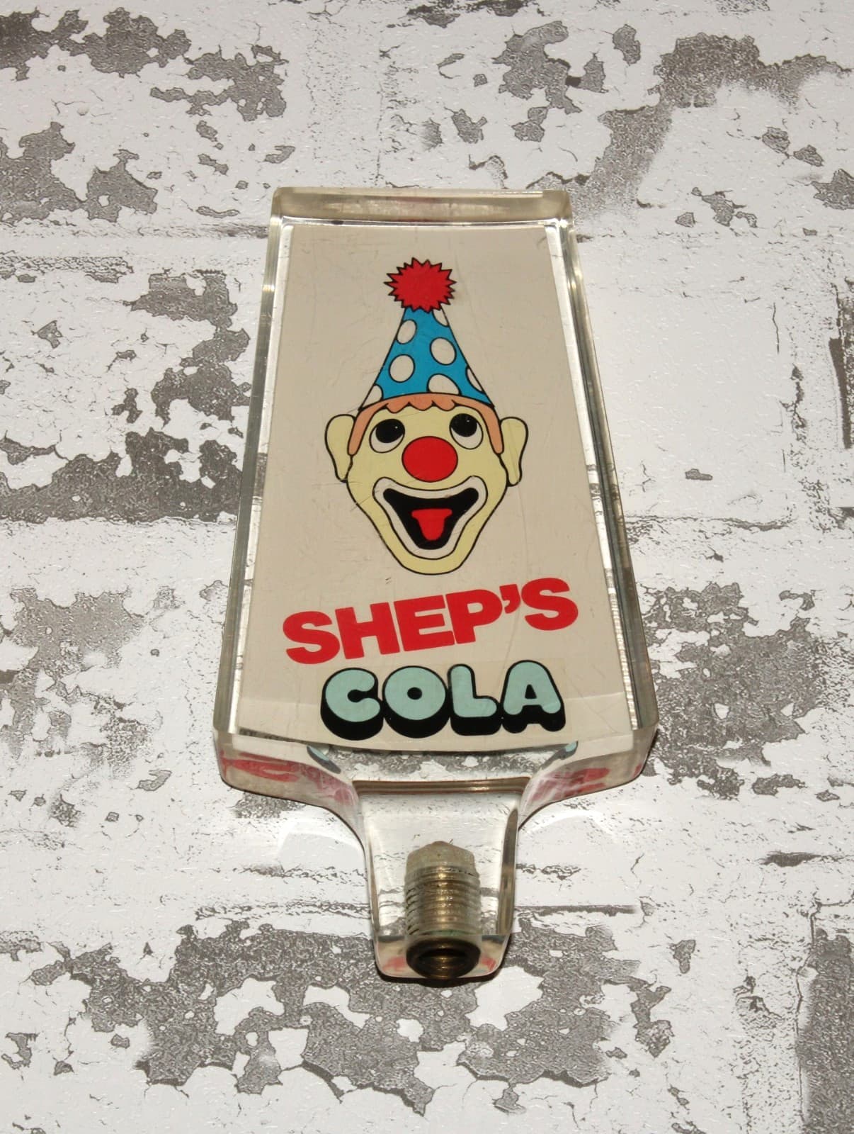 Vintage Shep's Cola Clown Soda Fountain Tap Handle Acrylic 6" Pittston PA 4