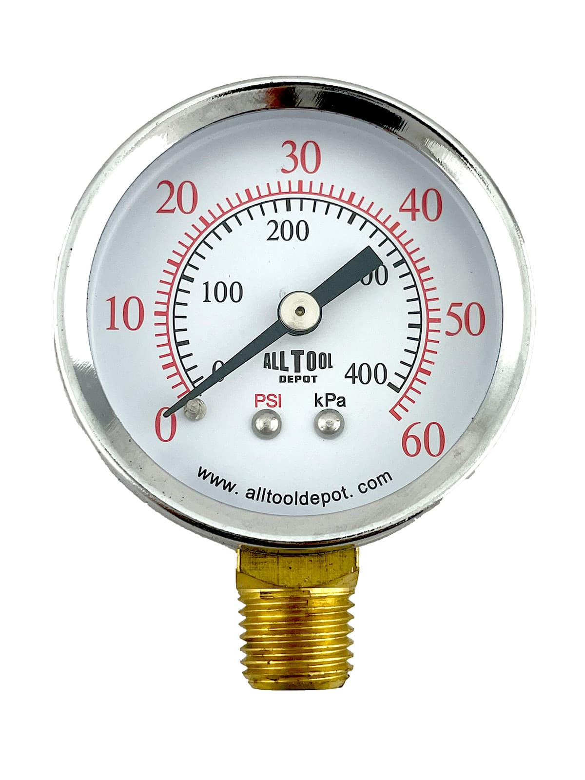 Air Pressure Gauge 2" Dial Side Mount 1/4"NPT - 0 to 60PSI
