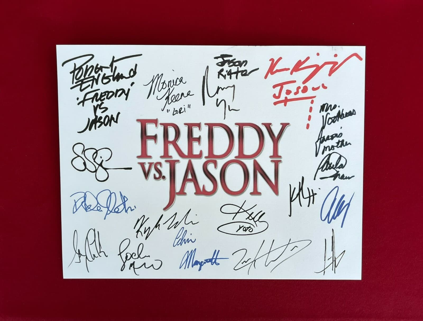 Freddy vs Jason Title Card- Cast-Signed- 8.5x11- Autograph Reprints 2
