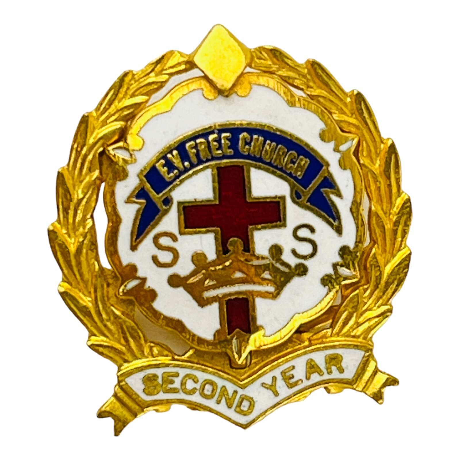 Vintage Evangelical Free Church Lapel Pin 10k Gold Plated Second Year Award