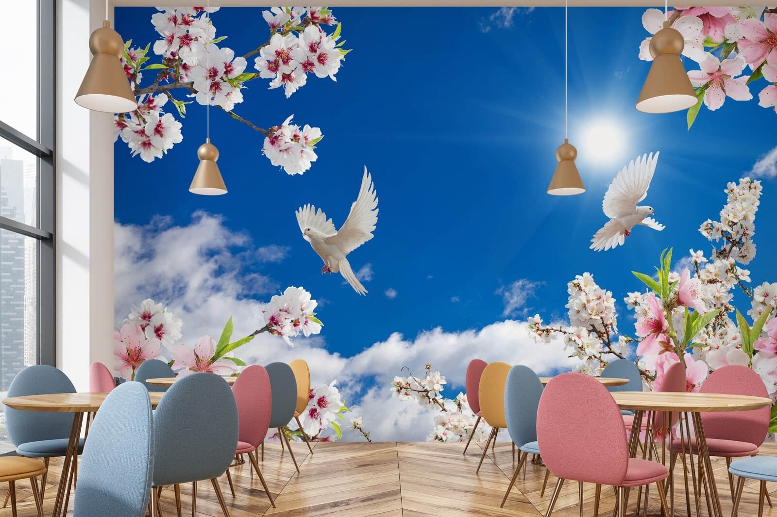 3D Sunshine Dove G1287 Wallpaper Wall Murals Removable Self-adhesive Honey 2