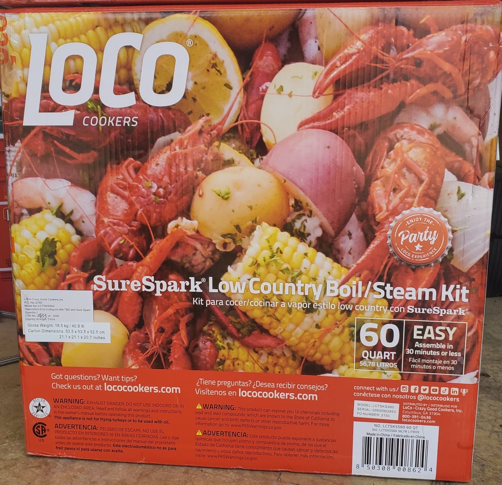 *NIB* Loco 60 Qt. SureSpark Cajun Crawfish Boil/ Turkey Fryer/ **Thanksgiving ** 2