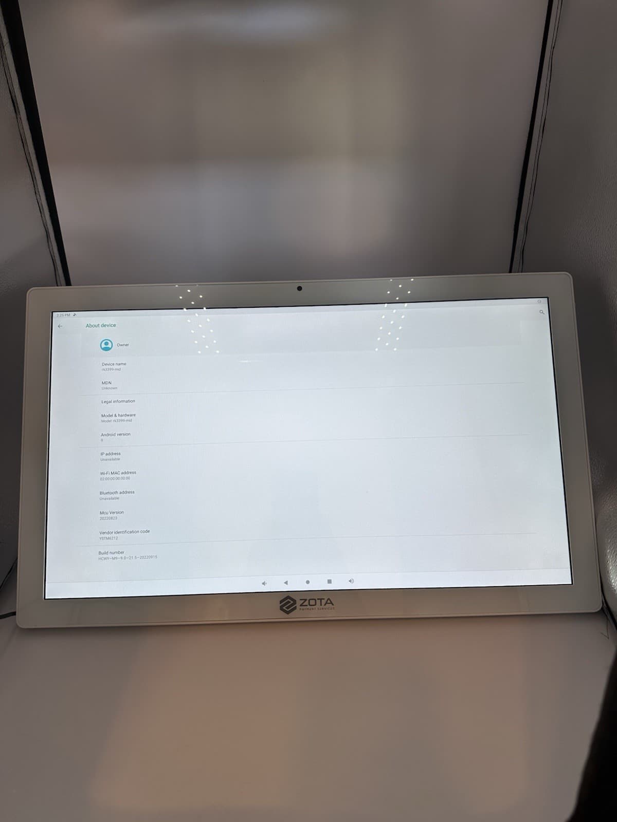 ZOTA AIO Android Touchscreen Terminal – 21.5” Display – Model rk3399 - Android 9 2