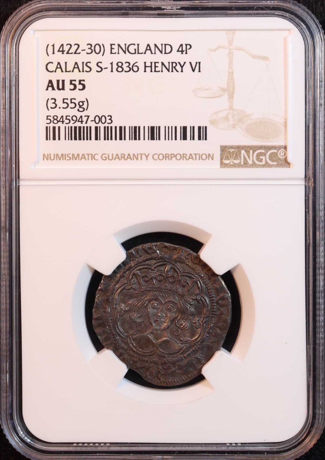 1422-30 England "Henry VI" Silver 4 Pence Groat, S-1836 - NGC AU55! Exquisite! 2