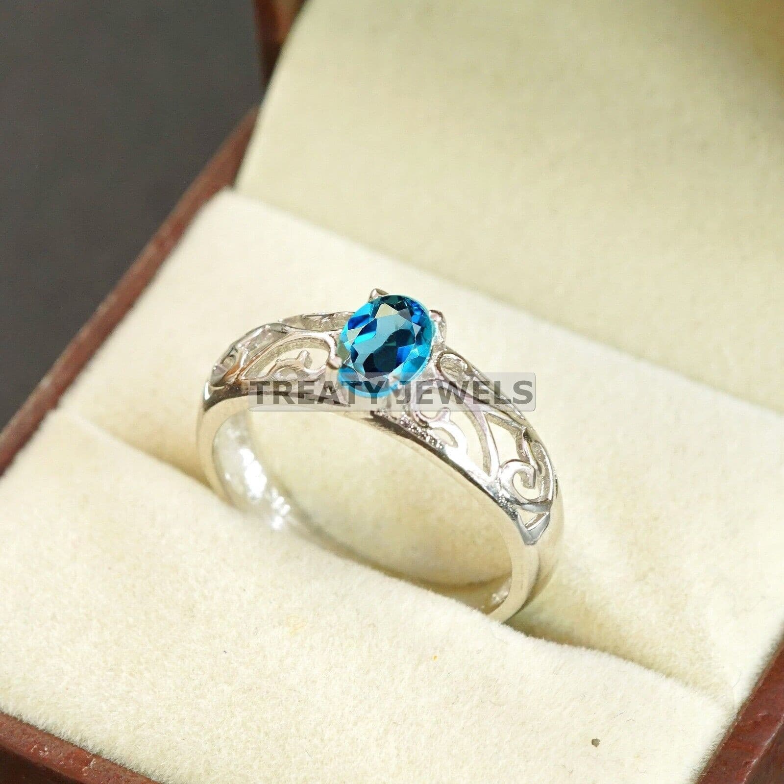 London Blue Topaz Oval Gemstone With 925 Sterling Silver Ring For Men's #B215 # 4