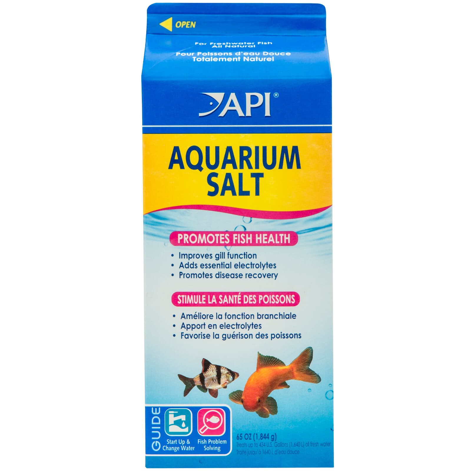 API Aquarium Salt 65oz for Freshwater Aquariums Improves Gill Function and Color