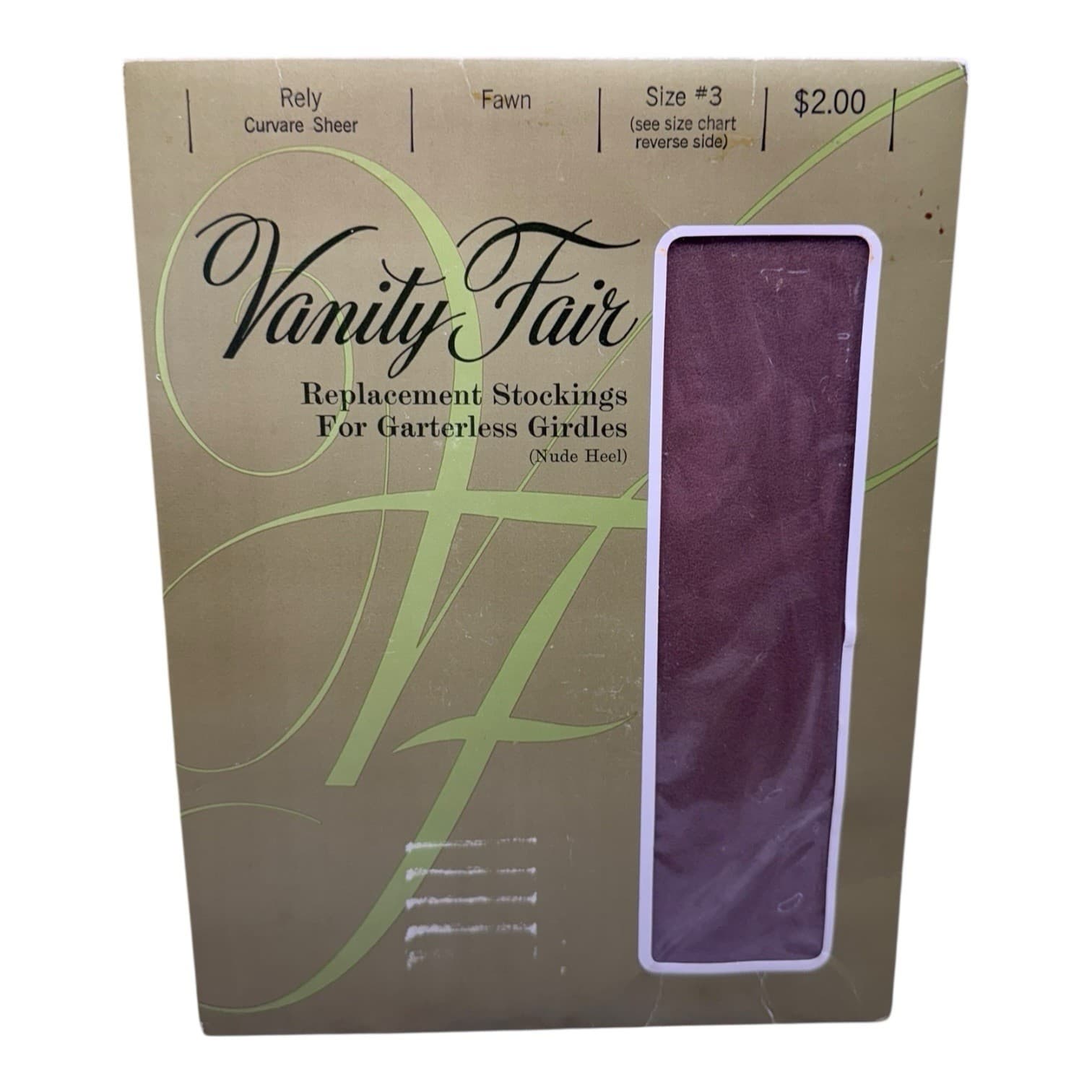 Vtg Vanity Fair Replacement Stockings Nude Heel Size 3 Fawn Fits 10 1/2-11 1/2