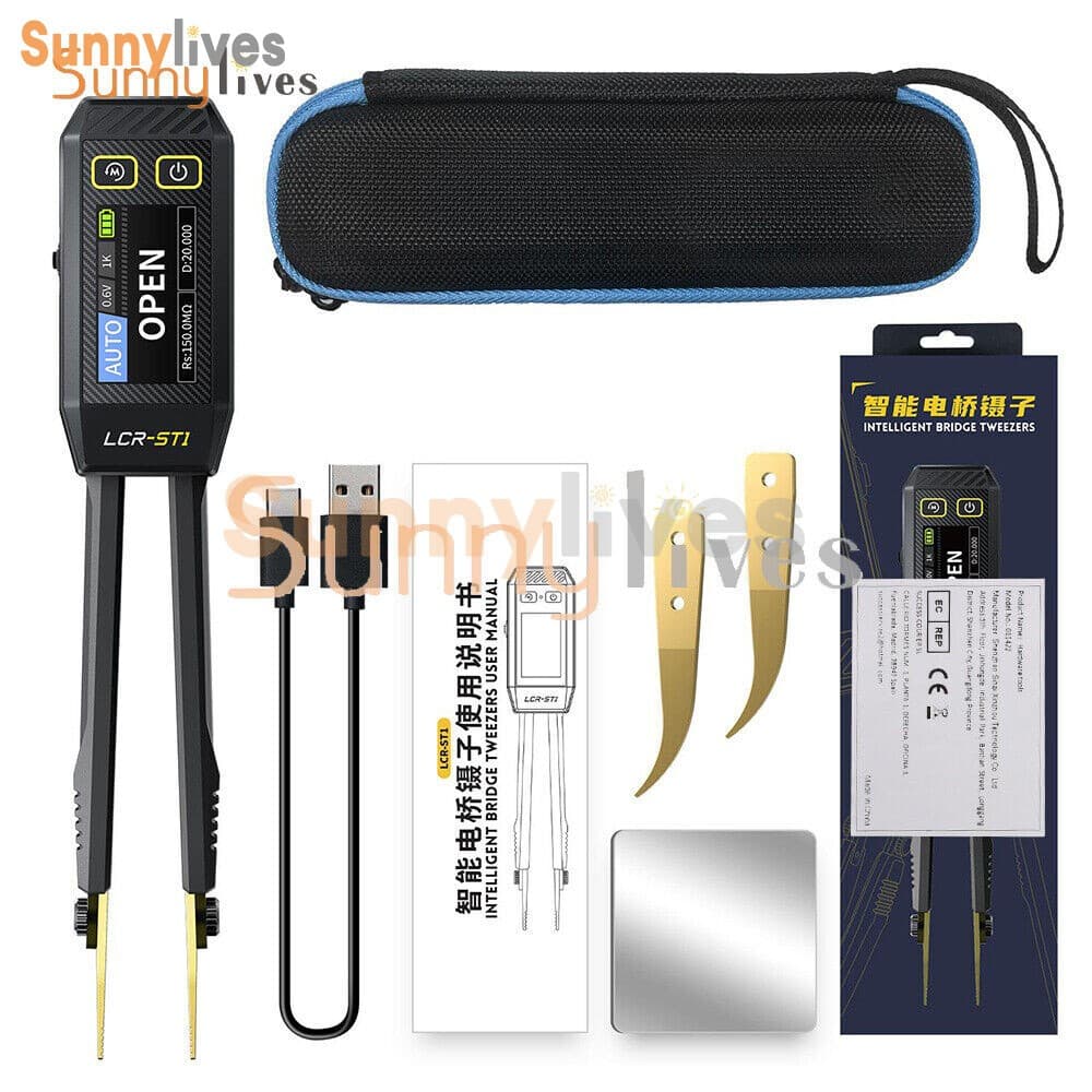 FNIRSI LCR-ST1 Smart Tweezer LCR SMD ESR Tester Ohm Capacitance Diode Test  5