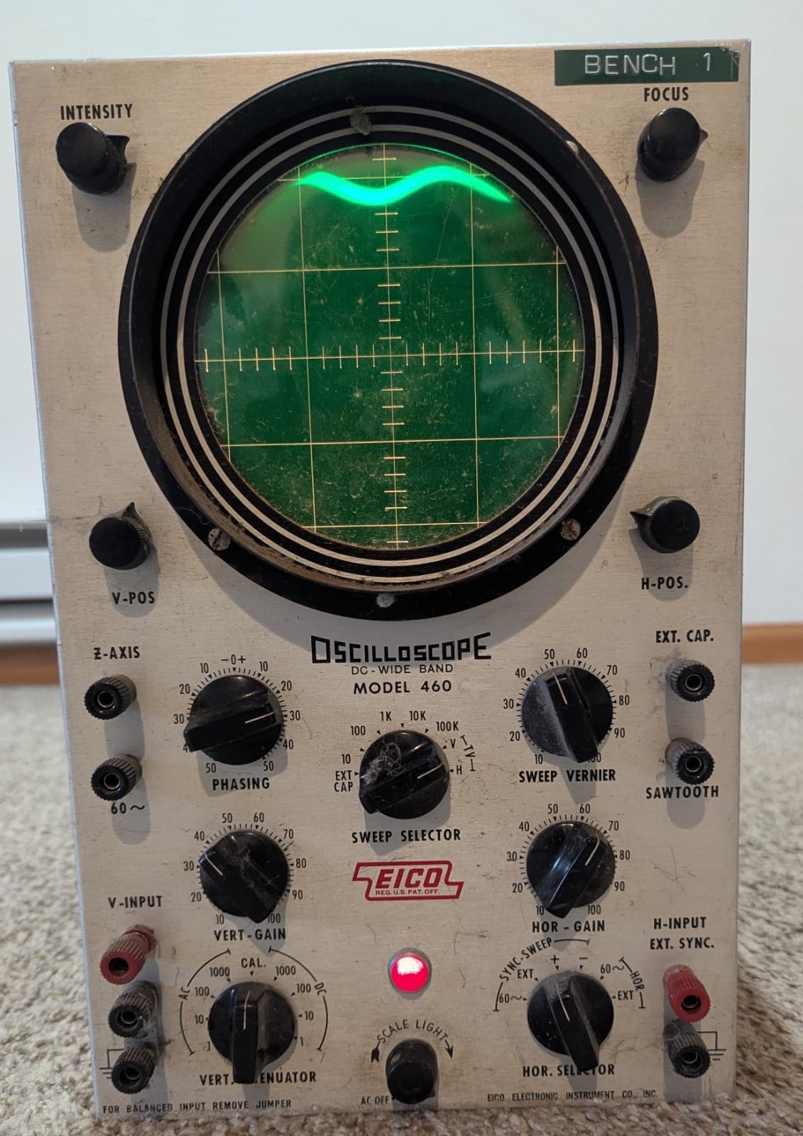 Vintage EICO Model 460 Oscilloscope DC Wide Band - Untested
