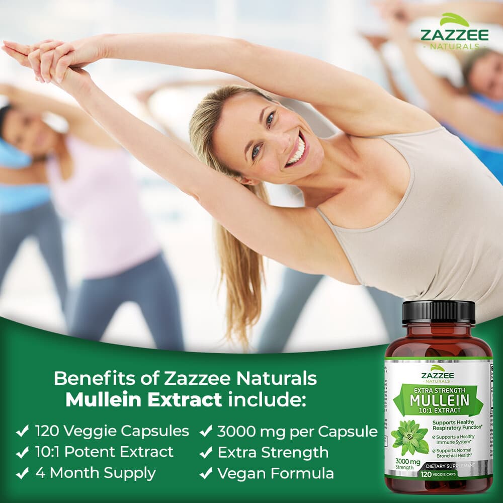 Zazzee Extra Strength Mullein 10:1 Extract, 3000 mg Strength, 120 Vegan Capsules 3