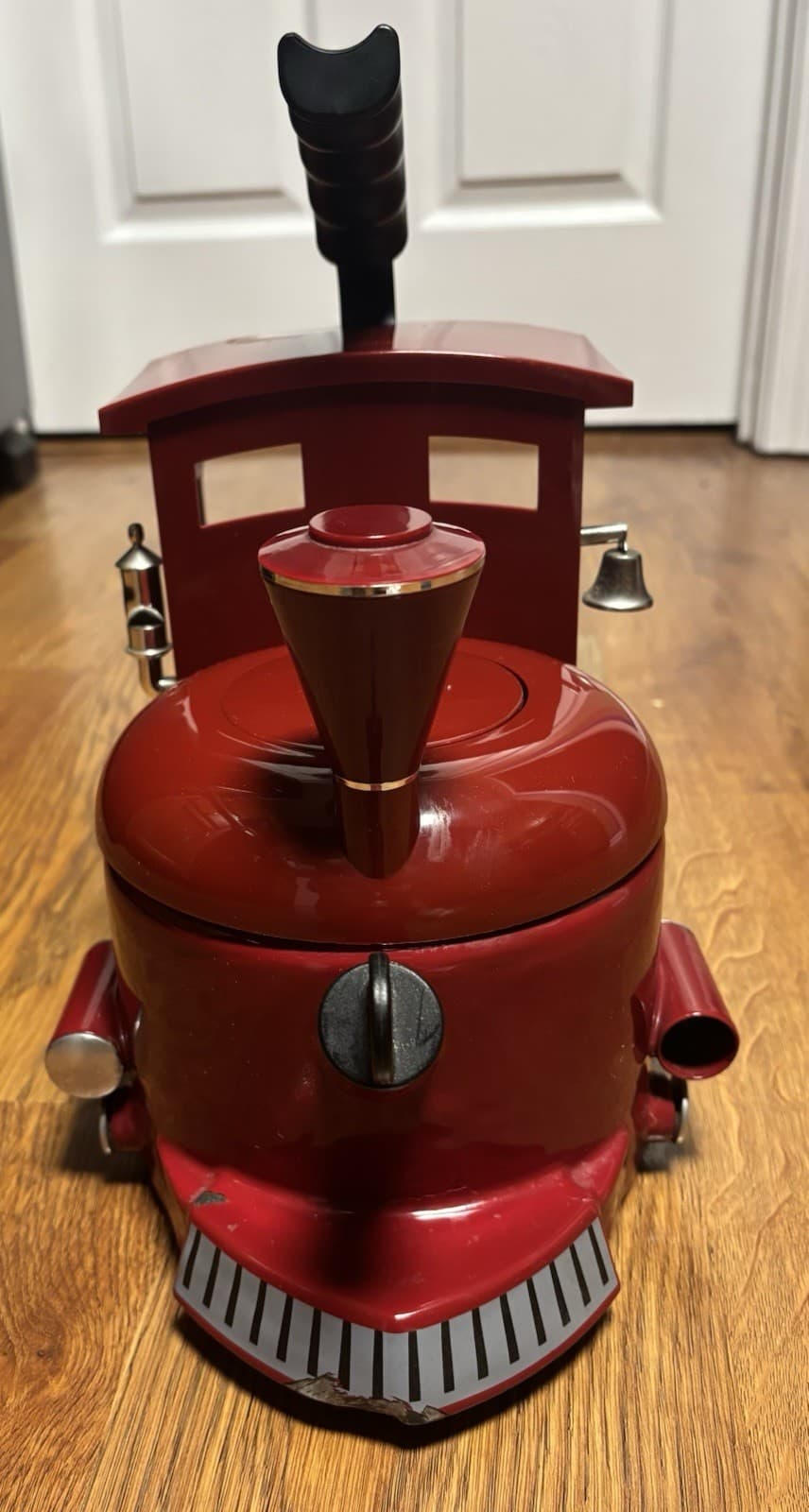 Vintage MKI Kamenstein Tea Kettle Pot World Of Motion Steam Engine Train 613 Red 4