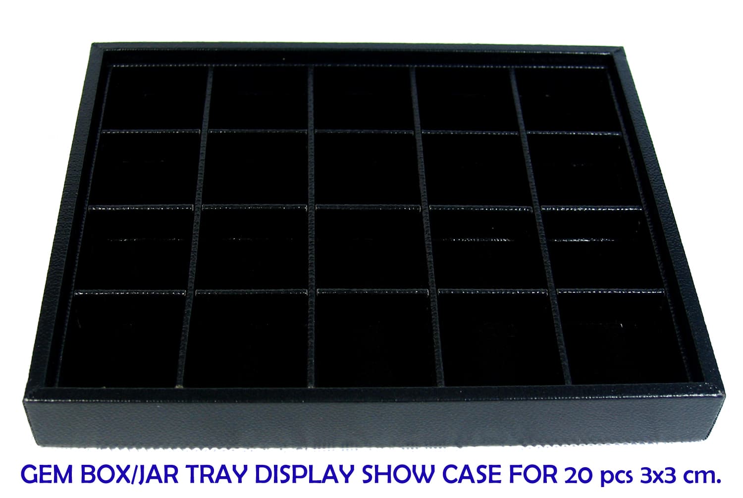 TRAVEL TRAY HOLDER ORGANIZER DISPLAY SHOW CASE GEM 15x18 CM WITH 20 JARS 3X3 CM 4
