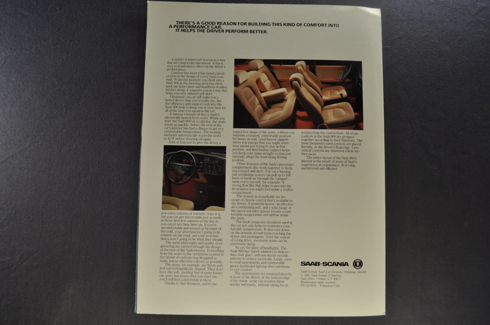 1986 Saab 900 Turbo Sedan Sales Brochure Folder Excellent Original 86 3