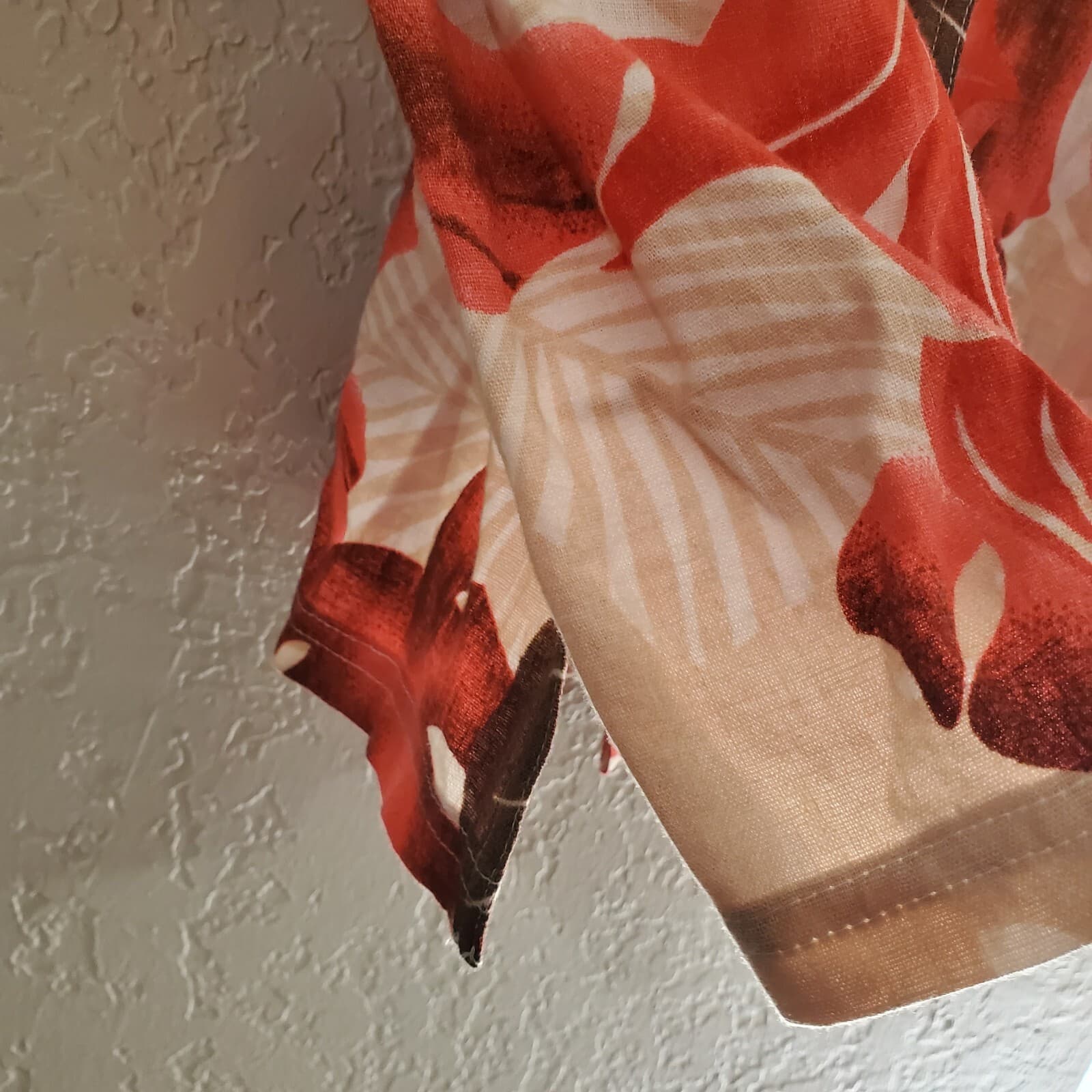 Vintage 90's Stonebridge Linen Blend Red Tropical Button Up Blouse Size Large 4