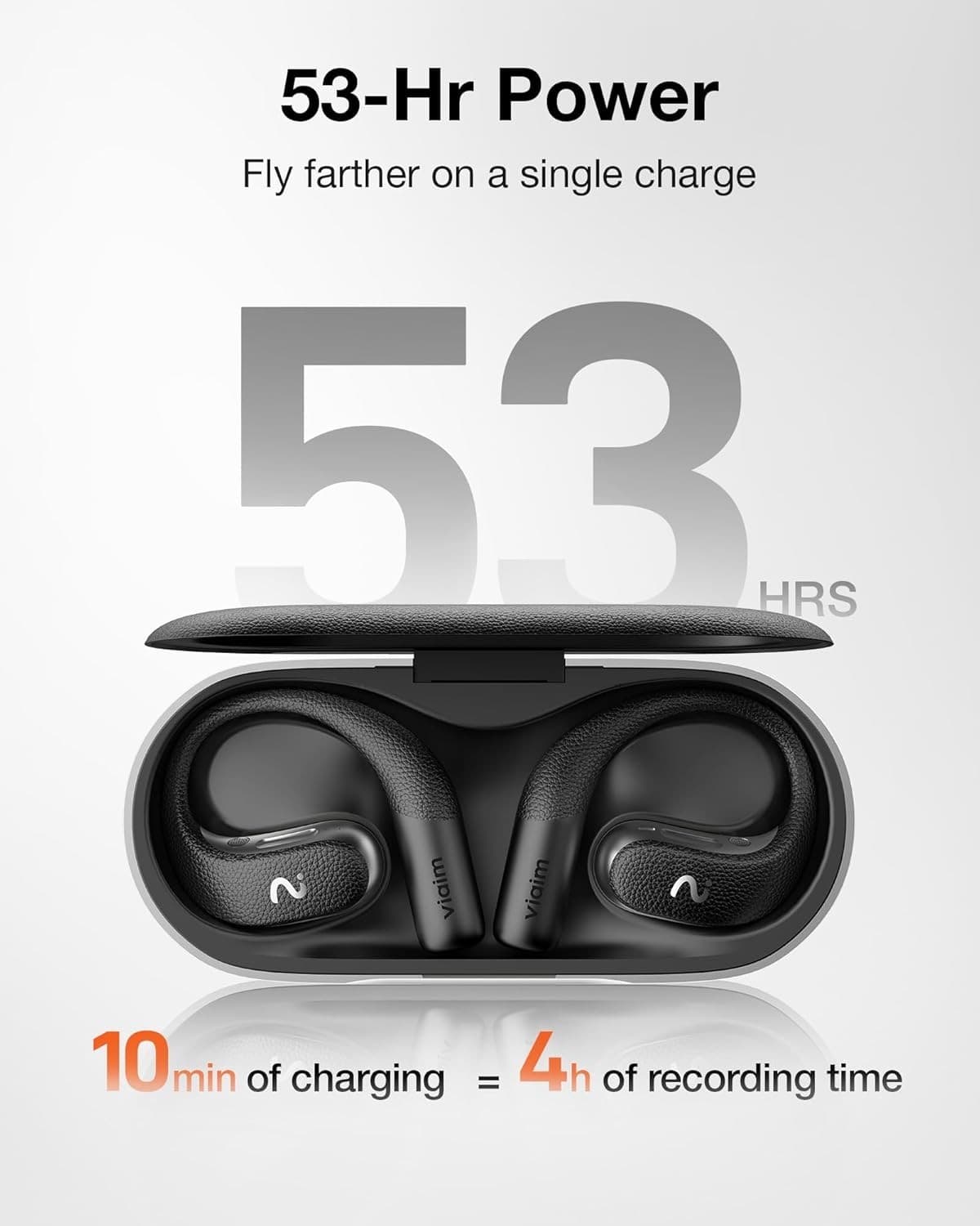 VIAIM OpenNote AI Recorder – Open Ear Earbuds with FlashRecord, Black 6