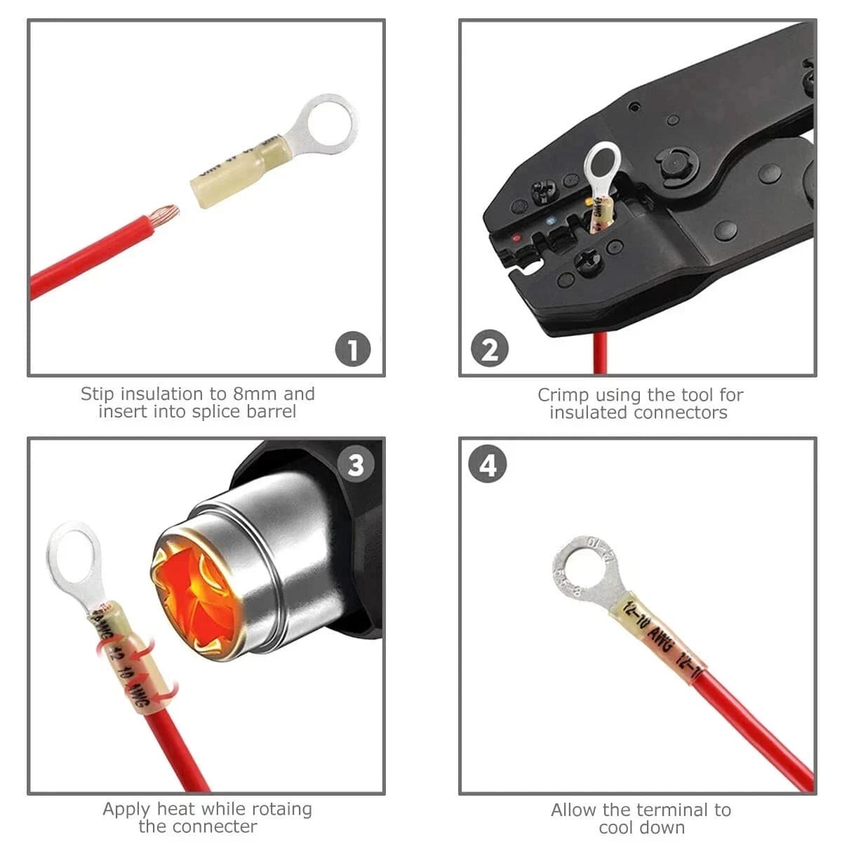 270pcs Heat Shrink Wire Connectors Marine Automotive Waterproof Terminals Set 5